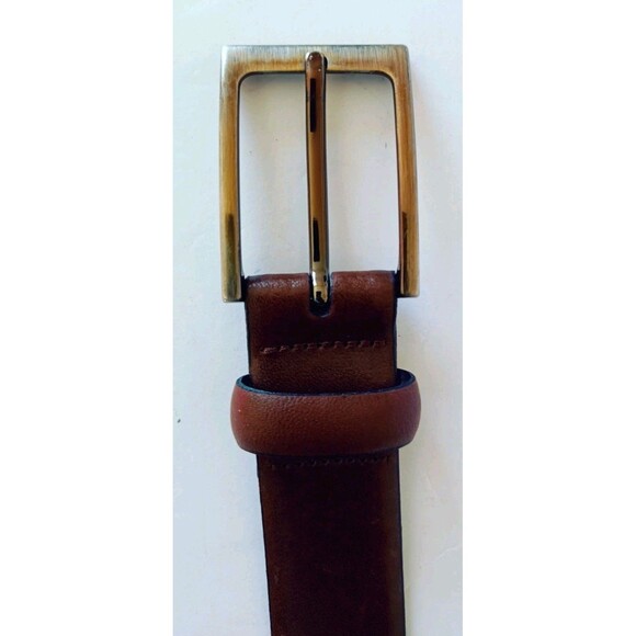 Men's Italian Leather Dress Belt Size 38 Brown Made In Italy Work Minimalist - Picture 9 of 11